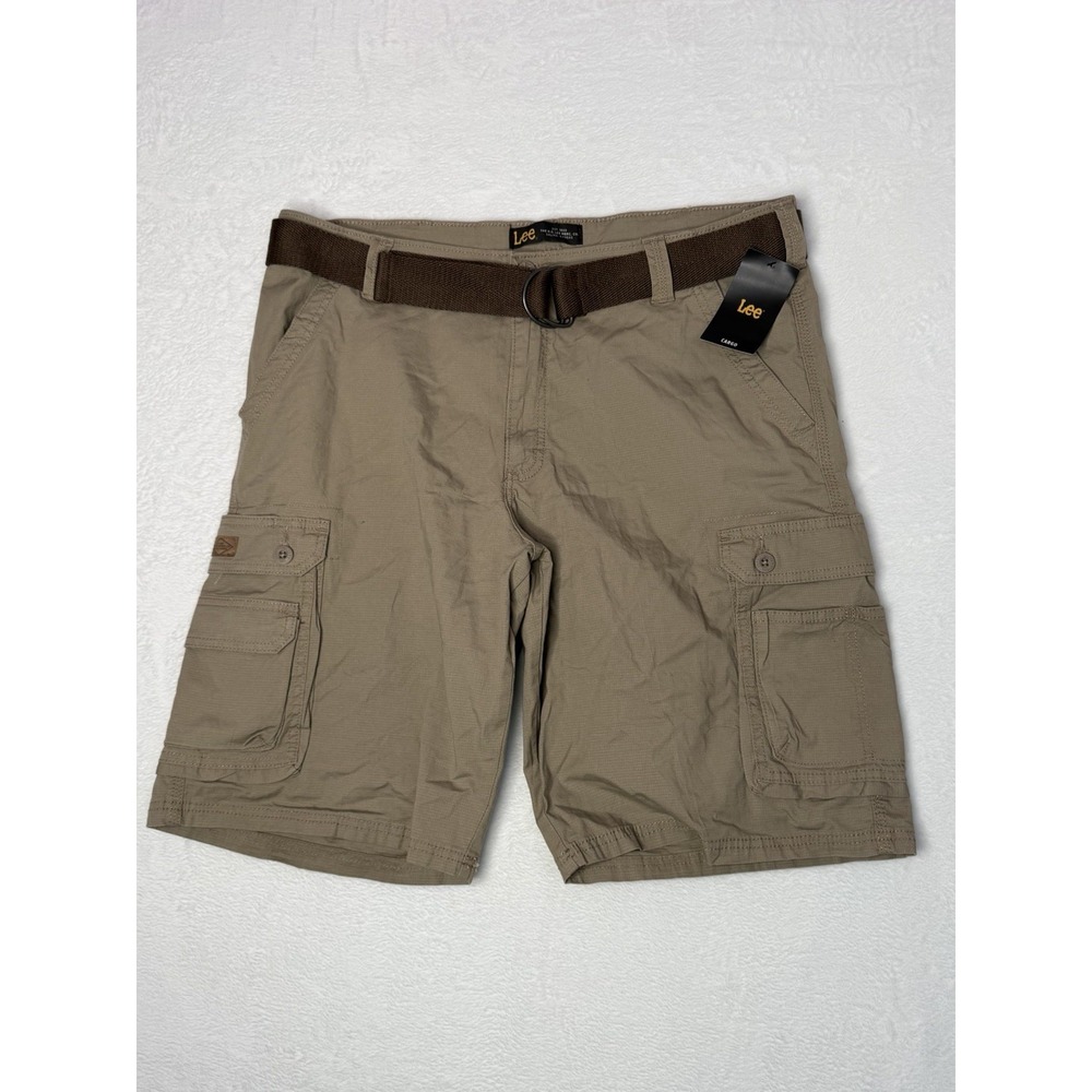 Lee Cargo Shorts Belted Tan Ripstop Utility Hiking Outdoor Mens 38 NWT